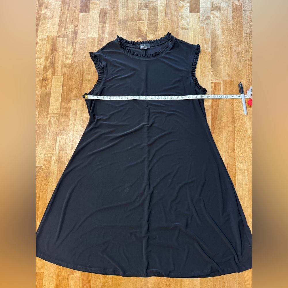 Nicole Miller New York Black Sleeveless Dress with Ruffle Trim